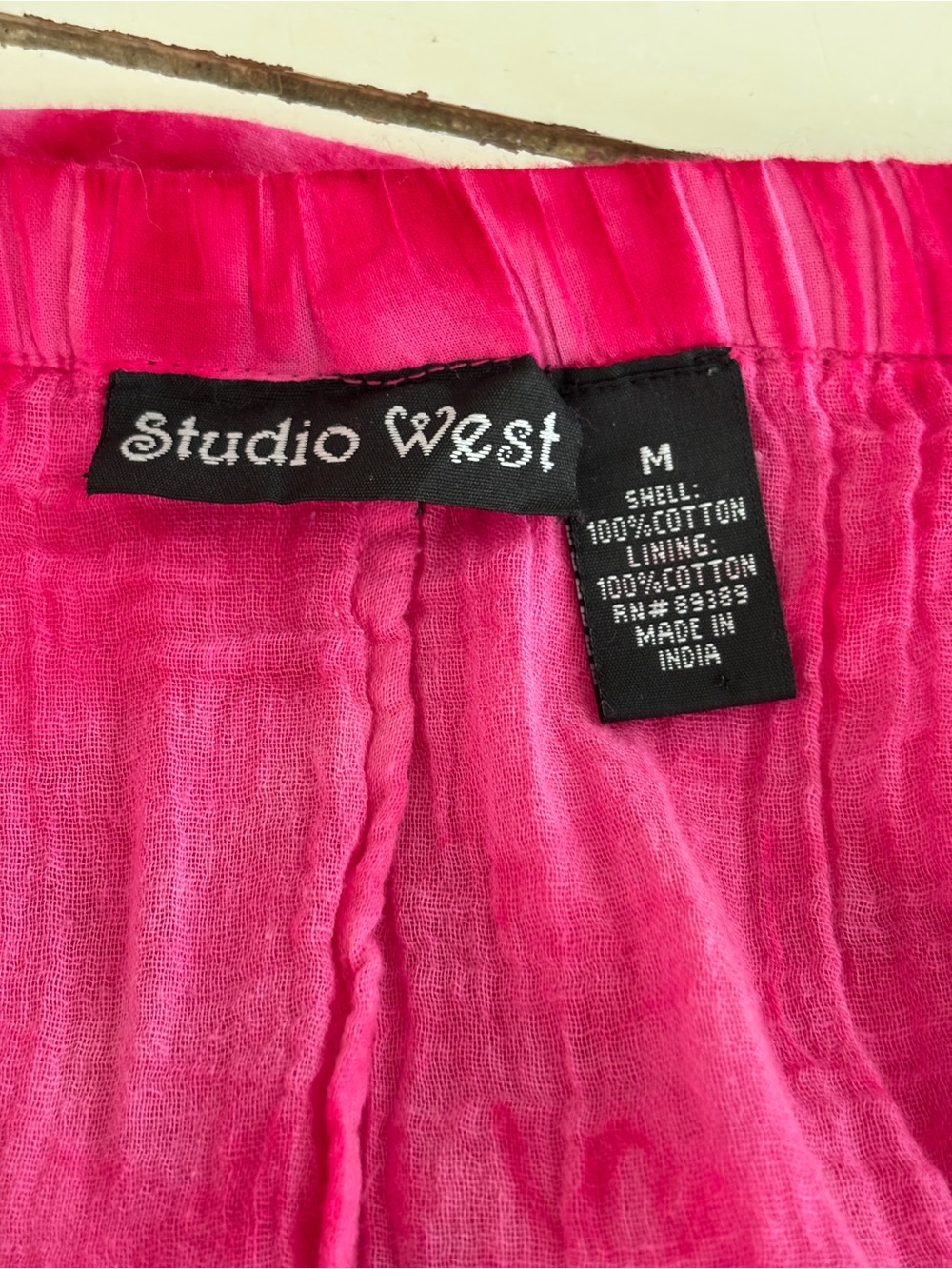 Studio West Tiered Tie-Dye Skirt Women’s Medium Pink Cotton Elastic Tie Waste